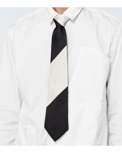 Comme des Garçons Black Striped Silk Tie for men