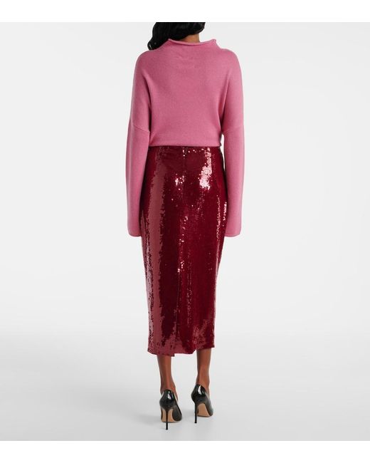 Veronica Beard Red Koa Sequined Pencil Skirt