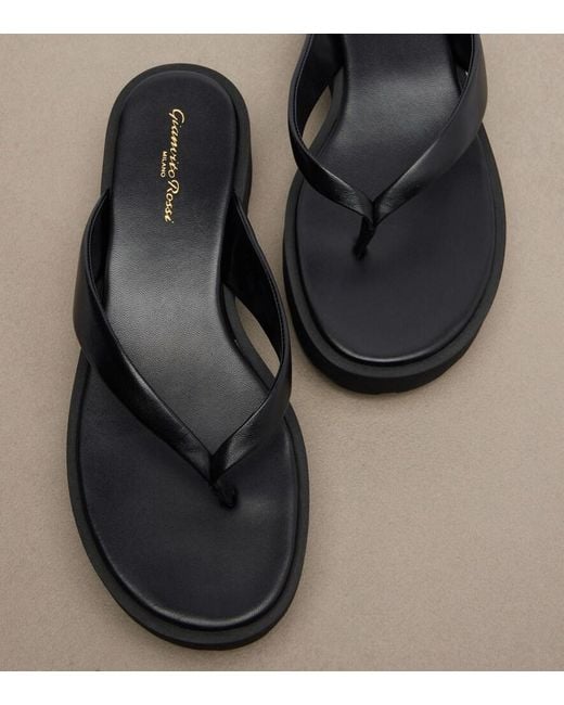 Gianvito Rossi Black Leather Platform Thong Sandals
