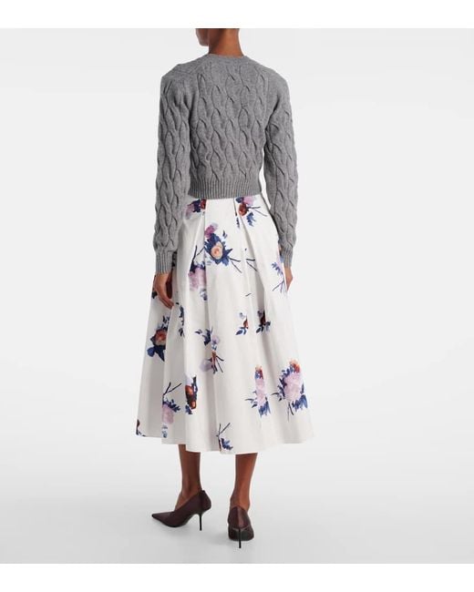 Erdem Gray Cable-Knit Wool-Blend Cardigan