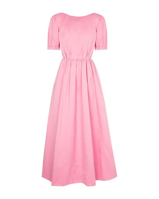 Staud Pink Alix Cotton-blend Faille Maxi Dress