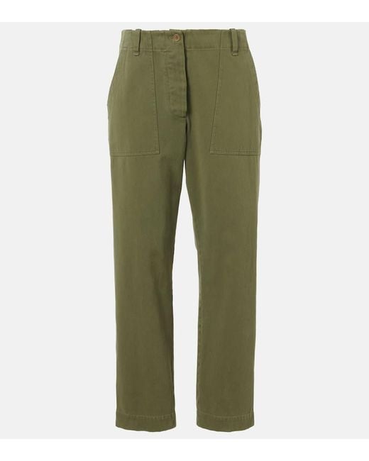 The Row Green Gerade Mid-Rise-Hose Vendula Aus Baumwolle