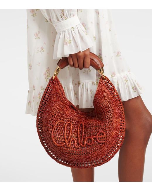 Chloé Red X Made For A Summer Banana Small Raffia Shoulder Bag