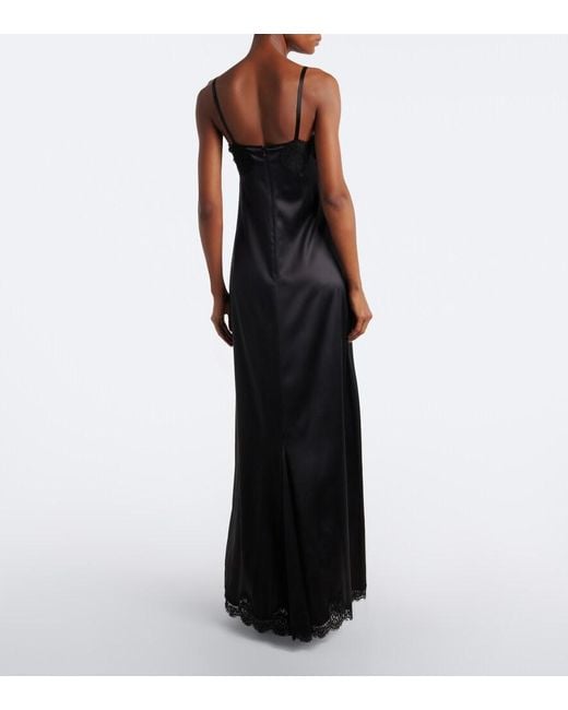 Dolce & Gabbana Black Lace-Trimmed Silk And Cotton-Blend Gown
