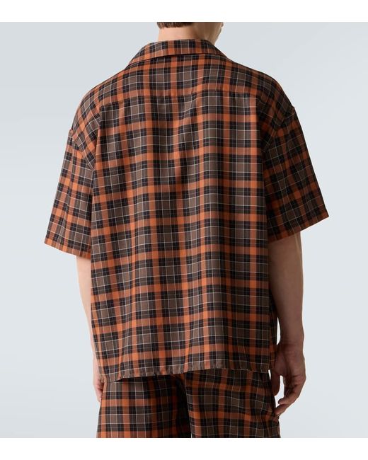 Loewe Brown Anagram Plaid Bowling Shirt for men