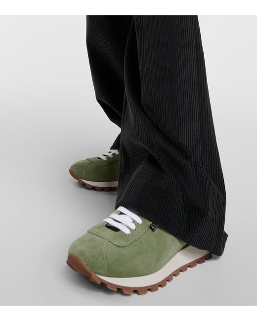 Brunello Cucinelli Green Sneakers aus Veloursleder