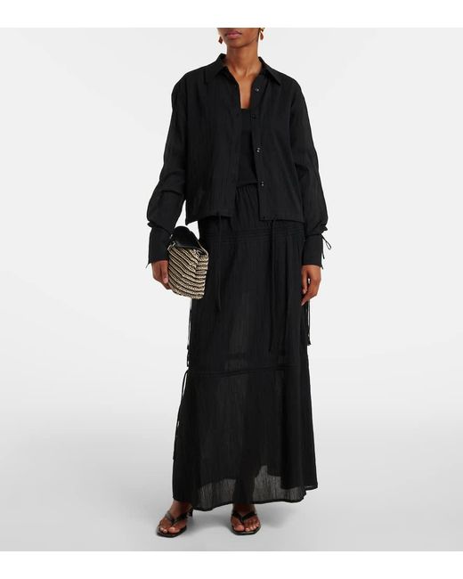 Totême  Black Cropped-Hemd Aus Baumwolle