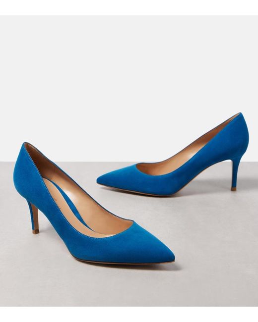 Gianvito Rossi Blue Gianvito 70 Suede Pumps