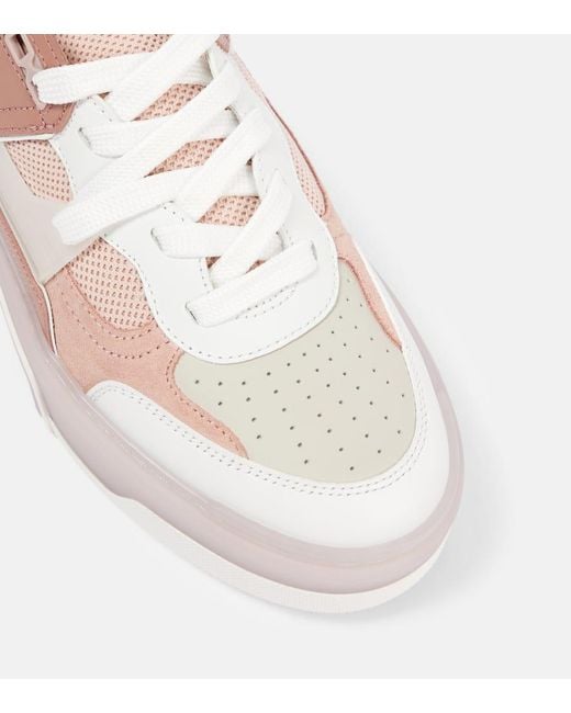 Christian Louboutin Brown Astroloubi Sneakers Aus Leder, Veloursleder Und Mesh Mit Stachelnieten