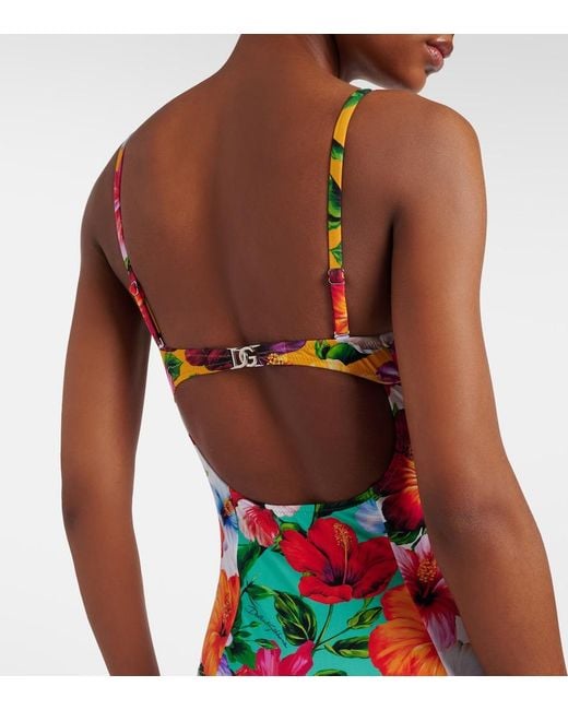 Dolce & Gabbana Red Floral Swimsuit