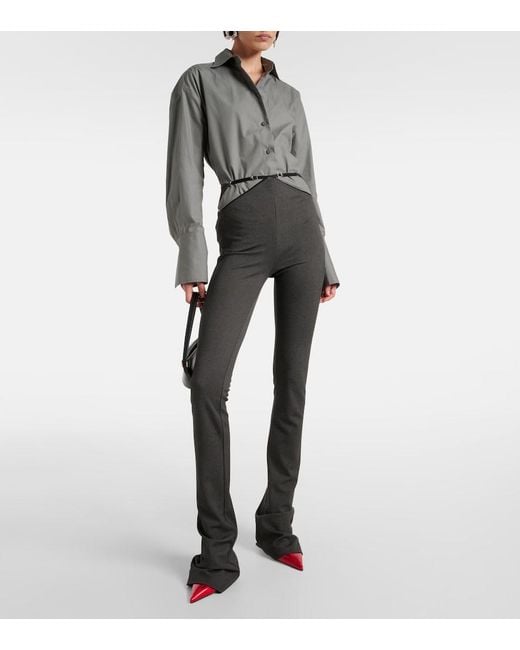 The Attico Blue Cutout Jersey Flared Pants