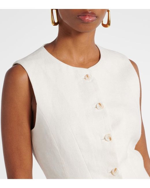 Posse White Matilda Ruffled Linen Vest