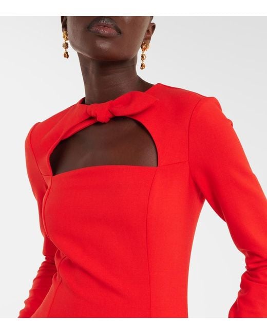 Vestido De Coctel En Mezcla De Lana Oscar de la Renta de color Red