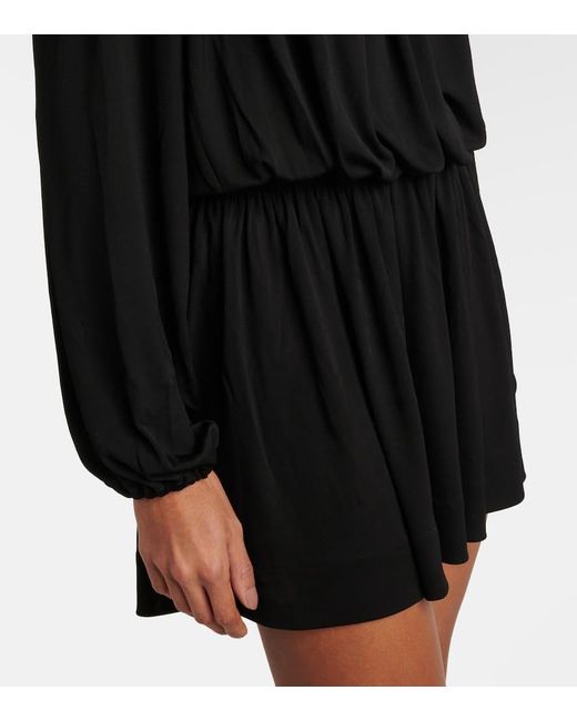 Saint Laurent Black Draped Jersey Minidress