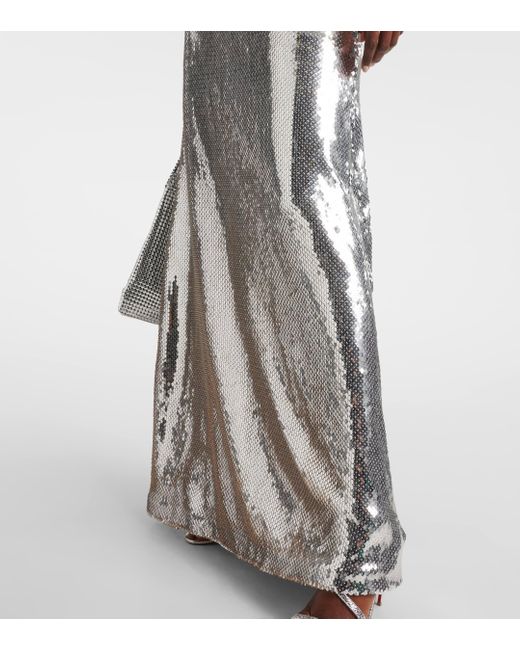 Rabanne Gray Sequined Cutout Maxi Dress