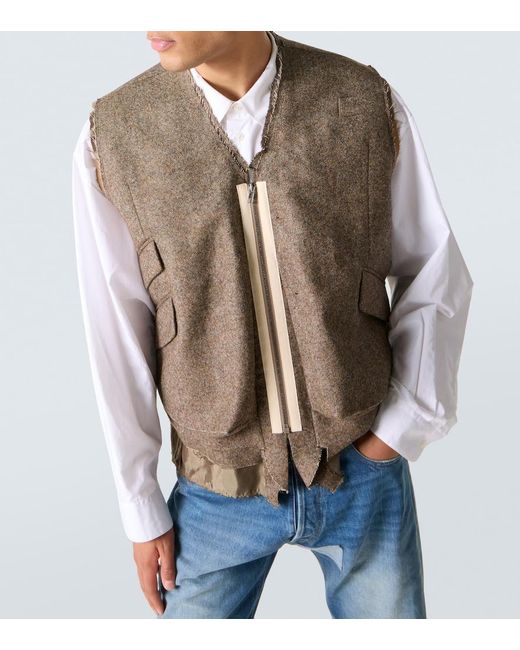 Maison Margiela Brown Wool Gilet for men