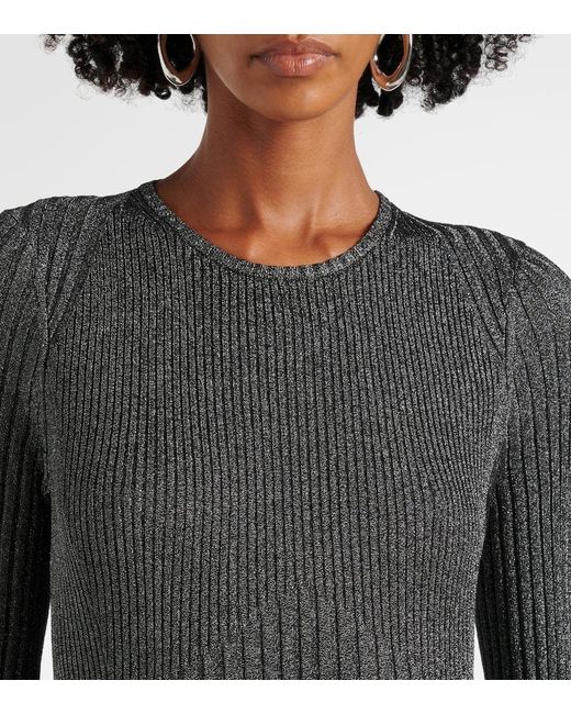 Proenza Schouler Gray Joni Ribbed-Knit Lame Maxi Dress