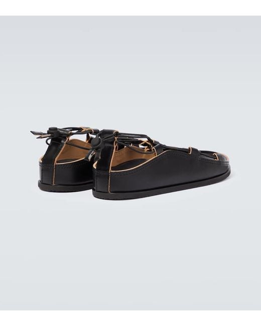 Lemaire Black Leather Gladiator Sandals for men