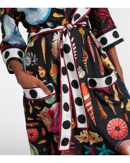 Dolce & Gabbana Multicolor Capri Printed Silk Satin Robe