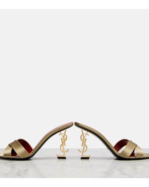 Saint Laurent Pink Opyum Crepe Satin Mules