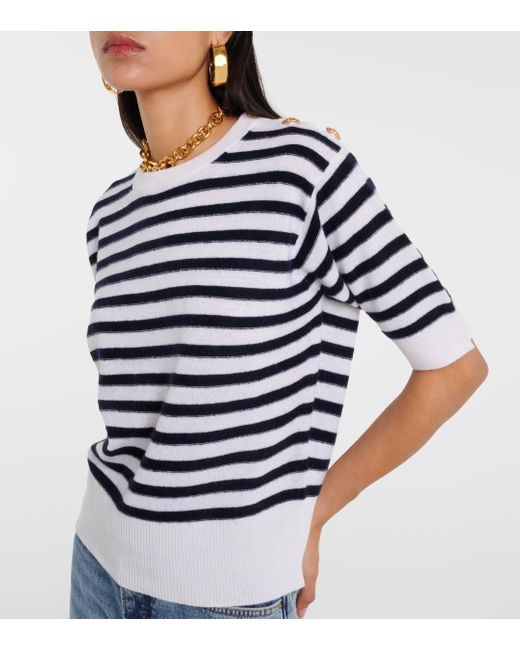 Jardin Des Orangers Blue Striped Wool And Cashmere Sweater