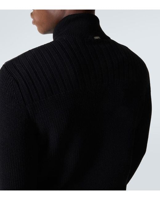 Herno Black Wool-Trimmed Down Jacket for men