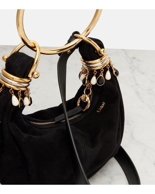 Chloé Black Schultertasche Bracelet Small Aus Veloursleder