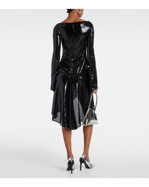 Courreges Black Ellipse Sequined Cutout Midi Dress