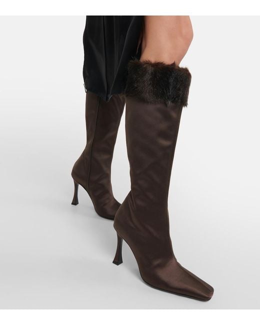 Magda Butrym Brown Faux Satin Knee-High Boots