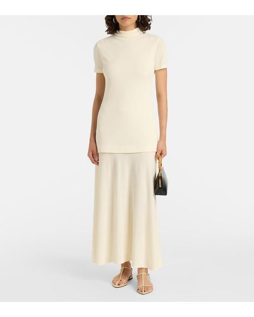 Jil Sander Natural Layered Crepe Maxi Dress