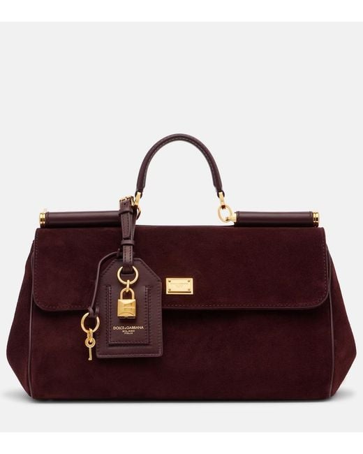 Dolce & Gabbana Purple Sicily Medium Suede Top-Handle Bag