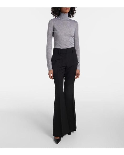 Gabriela Hearst Gray Costa Cashmere And Silk Turtleneck Top