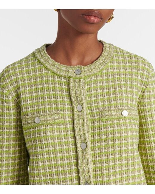 Tory Burch Green Knitted Checked Jacket