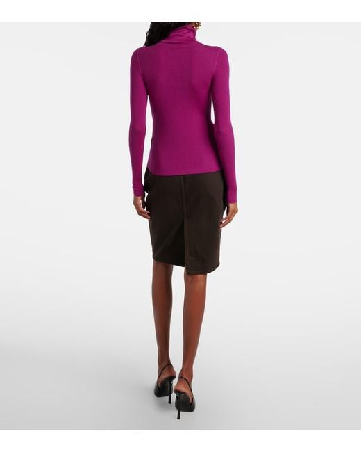 Saint Laurent Purple Wool, Cashmere, And Silk Sweater