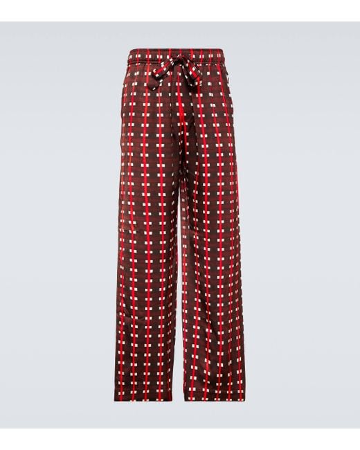 Wales Bonner Red X Lubaina Himid Checked Pants for men
