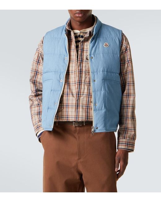 Moncler Blue Heceta Denim Down Vest for men