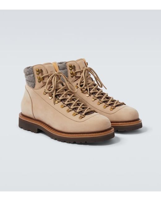 Brunello Cucinelli Schnuerstiefel Aus Leder in Brown für Herren