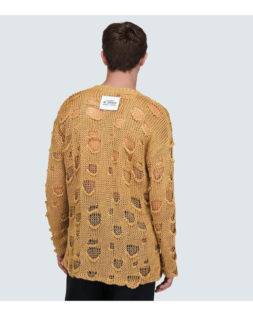 Dolce & Gabbana Natural Re-Edition Distressed Silk And Linen Sweater for men