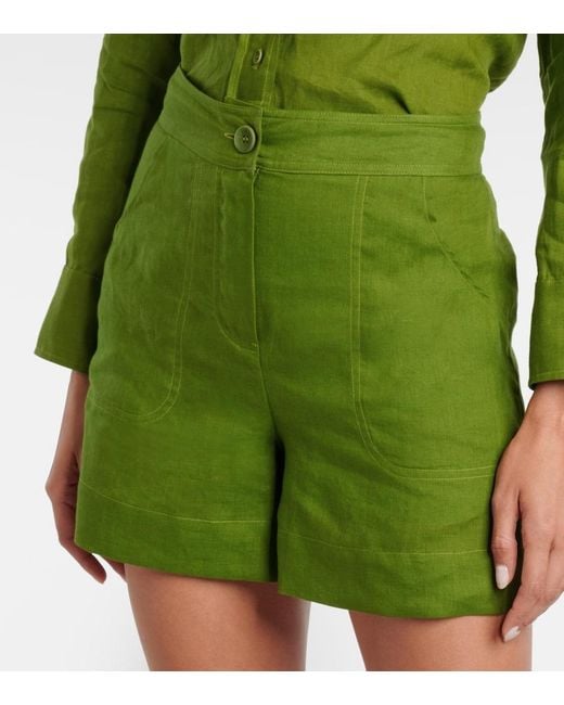 Eres Green Correct High-Rise Linen Shorts