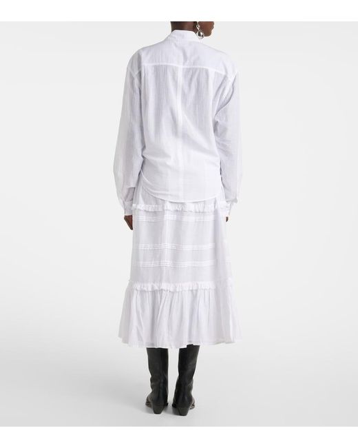 Isabel Marant White Nath Cotton-Blend Top
