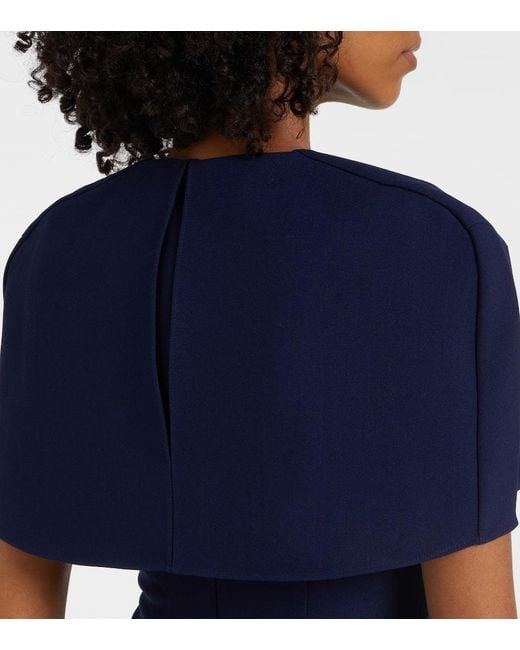 Roland Mouret Blue Caped Crepe Cocktail Dress