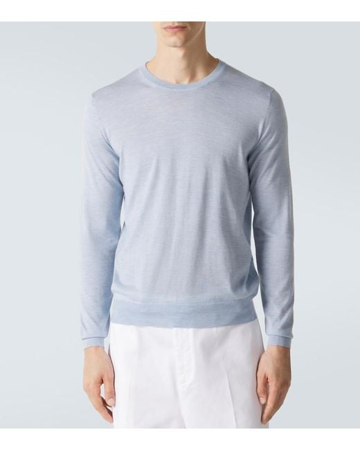 Fedeli Blue Argentina Cashmere And Silk Sweater for men
