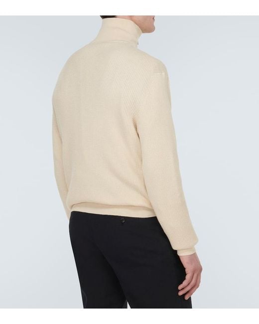 Loro Piana Natural Akan Cashmere And Silk Half-zip Sweater for men