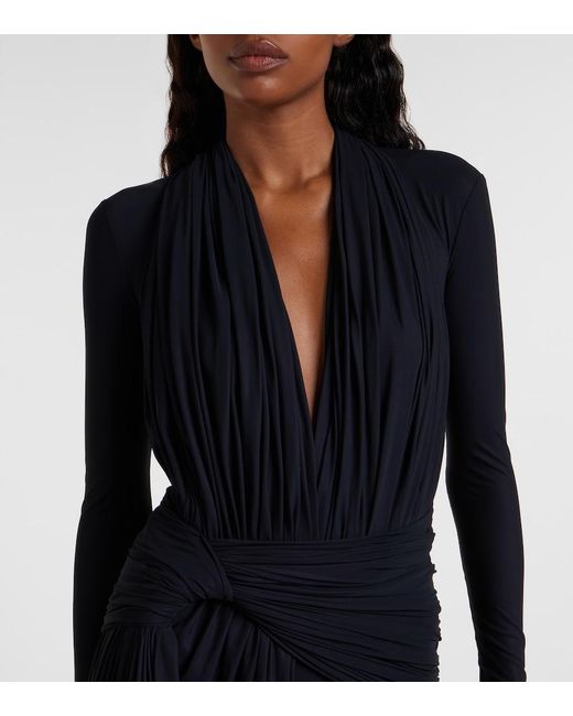 Balenciaga Blue Asymmetric Draped Minidress