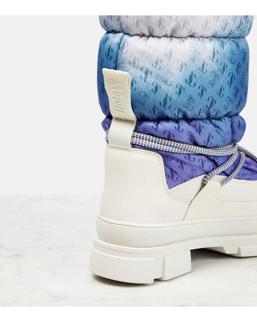 Jimmy Choo Blue Monogram-print Snow Boots