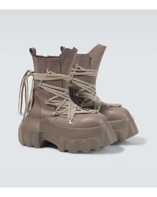 Rick Owens Brown Megalaced Mega Tractor Leather Combat Boots for men