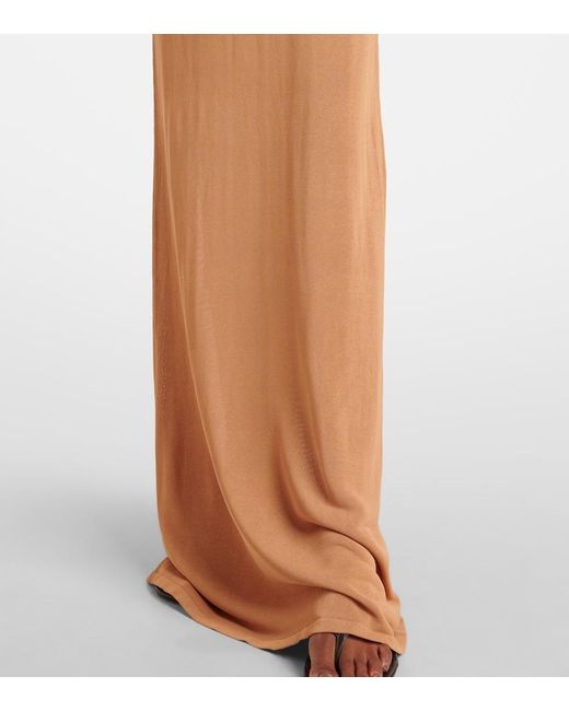 AYA MUSE Brown Draped Semi-Sheer Maxi Skirt