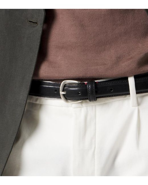 Eleventy Black Leather Belt for men