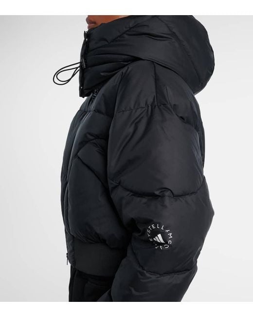 Adidas By Stella McCartney Black Wattierte Cropped-Jacke