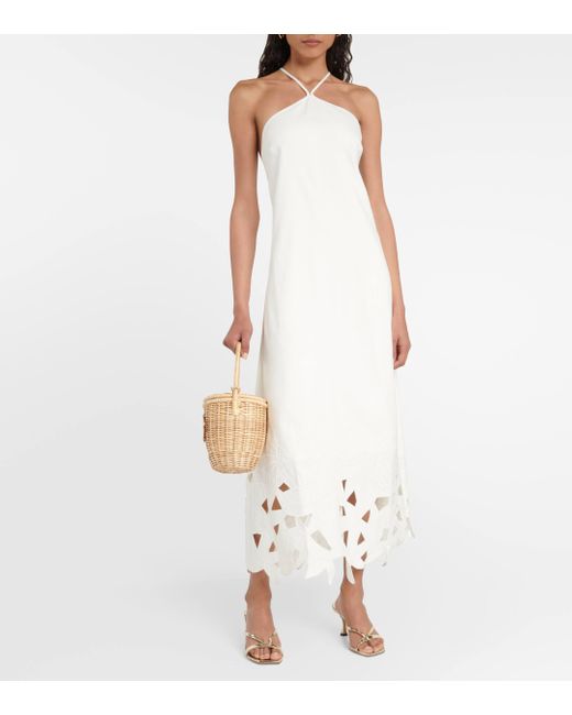 Jonathan Simkhai White Simone Linen-blend Midi Dress